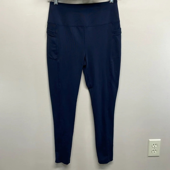T by Talbots High Waist Legging Navy Blue Slash Pockets SP - Picture 1 of 15